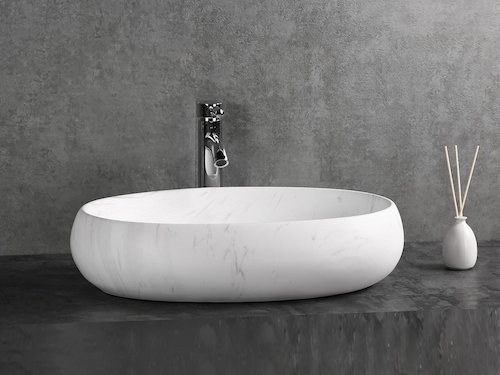 Carrara C White Marble Basin