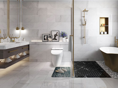 Asian Statuary Marble Bathroom Tile