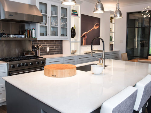 Crystal White Marble Kitchen Island